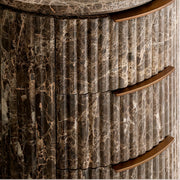 Sopravelle Reeded Stone Closed Nightstand — BROWN EMPERADOR MARBLE