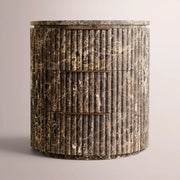 Sopravelle Reeded Stone Closed Nightstand — BROWN EMPERADOR MARBLE