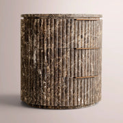 Sopravelle Reeded Stone Closed Nightstand — BROWN EMPERADOR MARBLE