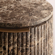 Sopravelle Reeded Stone Closed Nightstand — BROWN EMPERADOR MARBLE