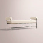 Caloria Fabric Double-Bolster End-of-Bed Bench — FORGED PEWTER / NATURAL / 48