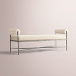 Caloria Fabric Double-Bolster End-of-Bed Bench — FORGED PEWTER / NATURAL / 60