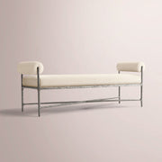 Caloria Fabric Double-Bolster End-of-Bed Bench — FORGED PEWTER / NATURAL / 60