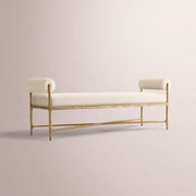 Caloria Fabric Double-Bolster End-of-Bed Bench — FORGED BRASS / NATURAL / 48