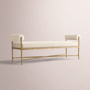 Caloria Fabric Double-Bolster End-of-Bed Bench — FORGED BRASS / NATURAL / 60