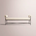 Caloria Fabric Double-Bolster End-of-Bed Bench — FORGED BRONZE / NATURAL / 48
