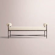 Caloria Fabric Double-Bolster End-of-Bed Bench — FORGED BRONZE / NATURAL / 48