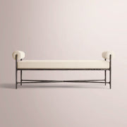 Caloria Fabric Double-Bolster End-of-Bed Bench — FORGED BRONZE / NATURAL / 60