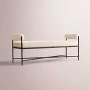 Caloria Fabric Double-Bolster End-of-Bed Bench — FORGED BRONZE / NATURAL / 60