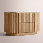 Ethoria Emperador Closed Nightstand — NATURAL OAK-GOLD MARBLE / 32