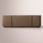 Ethoria Emperador Media Console — BROWN OAK-BROWN MARBLE / 60