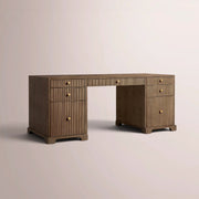 Celorin Reeded Desk — BROWN OAK / 60