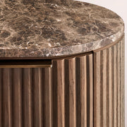 Sopravelle Emperador Closed Bedside Table — BLACK OAK / BLACK MARBLE