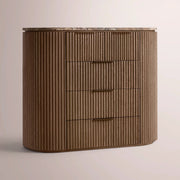 Sopravelle Emperador Tall Drawer Dresser — BROWN OAK / BROWN MARBLE / 50