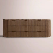 Sopravelle Emperador Drawer Dresser — BROWN OAK / BROWN MARBLE / 90
