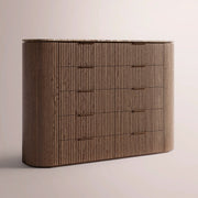 Sopravelle Emperador Tall Drawer Dresser — BROWN OAK / BROWN MARBLE / 72