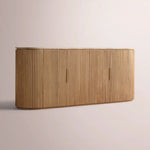 Sopravelle Emperador Media Console — NATURAL OAK / GOLD MARBLE / 4-DOOR CONSOLE 96“
