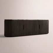 Sopravelle Emperador Media Console — BLACK OAK / BLACK MARBLE / 4-DOOR LOW CONSOLE 96”
