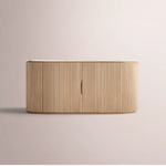 Sopravelle Emperador Media Console — LIGHT OAK / CREMAR MARBLE / 2-DOOR 60“