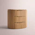 Sopravelle Emperador Closed Bedside Table — NATURAL OAK / GOLD MARBLE