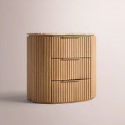 Sopravelle Emperador Closed Bedside Table — NATURAL OAK / GOLD MARBLE