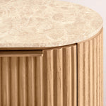 Sopravelle Emperador Closed Bedside Table — NATURAL OAK / GOLD MARBLE