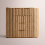 Sopravelle Emperador Tall Drawer Dresser — NATURAL OAK / GOLD MARBLE / 50