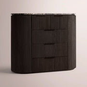 Sopravelle Emperador Tall Drawer Dresser — BLACK OAK / BLACK MARBLE / 50