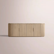 Sopravelle Emperador Media Console — GREIGE OAK / GREY MARBLE / 4-DOOR CONSOLE 72“