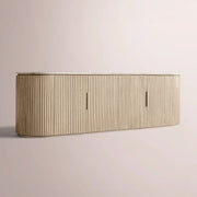 Sopravelle Emperador Media Console — WHITEWASHED OAK / WHITE MARBLE / 4-DOOR LOW CONSOLE 96”
