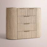 Sopravelle Emperador Tall Drawer Dresser — WHITEWASHED OAK / WHITE MARBLE / 50