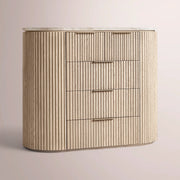 Sopravelle Emperador Tall Drawer Dresser — WHITEWASHED OAK / WHITE MARBLE / 50