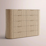 Sopravelle Emperador Tall Drawer Dresser — WHITEWASHED OAK / WHITE MARBLE / 72