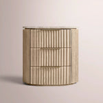 Sopravelle Emperador Closed Bedside Table — GREIGE OAK / GREY MARBLE