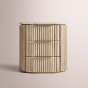 Sopravelle Emperador Closed Bedside Table — GREIGE OAK / GREY MARBLE