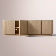 Ethoria Emperador Media Console — GREIGE OAK-GREY MARBLE / 60