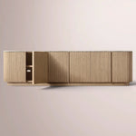 Ethoria Emperador Media Console — GREIGE OAK-GREY MARBLE / 96