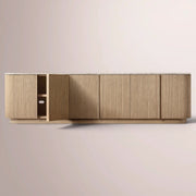 Ethoria Emperador Media Console — GREIGE OAK-GREY MARBLE / 96