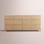 Celorin Emperador Reeded Drawer Dresser — GREIGE OAK-GREY MARBLE / 6-DRAWER DRESSER
