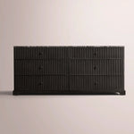 Celorin Emperador Reeded Drawer Dresser — BLACK OAK-BLACK MARBLE / 6-DRAWER DRESSER