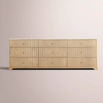 Celorin Emperador Reeded Drawer Dresser — GREIGE OAK-GREY MARBLE / 9-DRAWER DRESSER