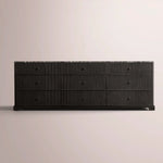Celorin Emperador Reeded Drawer Dresser — BLACK OAK-BLACK MARBLE / 9-DRAWER DRESSER