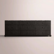 Celorin Emperador Reeded Drawer Dresser — BLACK OAK-BLACK MARBLE / 9-DRAWER DRESSER