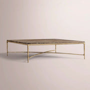 Caloria Thaddeus Marble Square Coffee Table — BROWN MARBLE-BRASS / 52