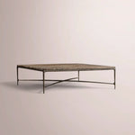 Caloria Thaddeus Marble Square Coffee Table — BROWN MARBLE-BRONZE / 36