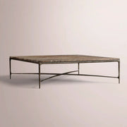 Caloria Thaddeus Marble Square Coffee Table — BROWN MARBLE-BRONZE / 52