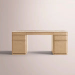 Liromelle Emperador Desk — LIGHT BRUSHED OAK / CREMA EMPERADOR MARBLE / 60