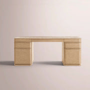 Liromelle Emperador Desk — LIGHT BRUSHED OAK / CREMA EMPERADOR MARBLE / 60