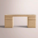 Liromelle Emperador Desk — LIGHT BRUSHED OAK / CREMA EMPERADOR MARBLE / 72