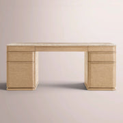 Liromelle Emperador Desk — LIGHT BRUSHED OAK / CREMA EMPERADOR MARBLE / 84